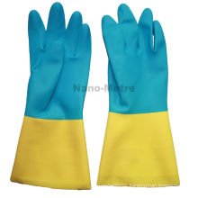 NMSAFETY industrial glove neoprene blue and yellov flocklined